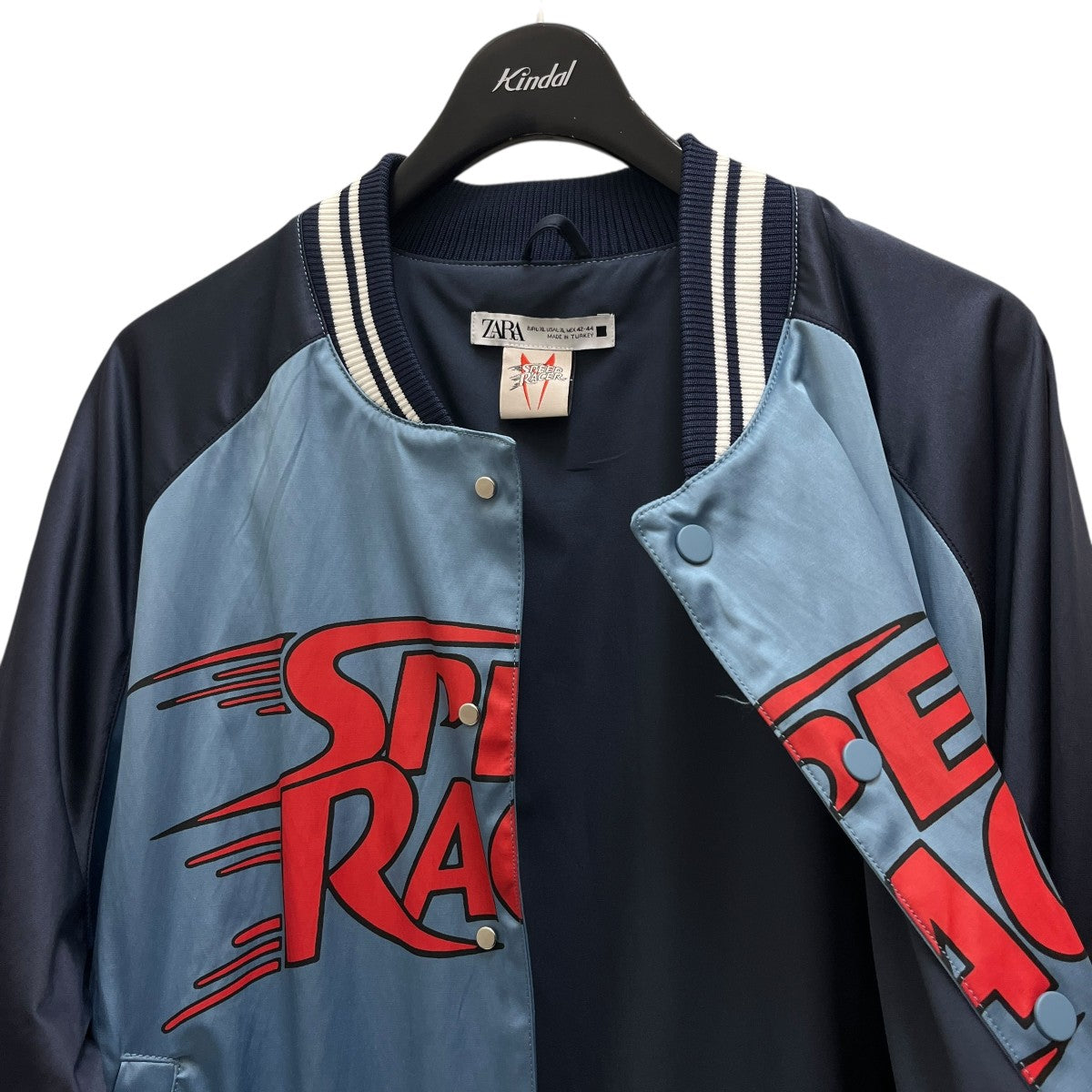 ZARA(ザラ) SPEED RACERグラフィックボンバージャケット ブルー サイズ