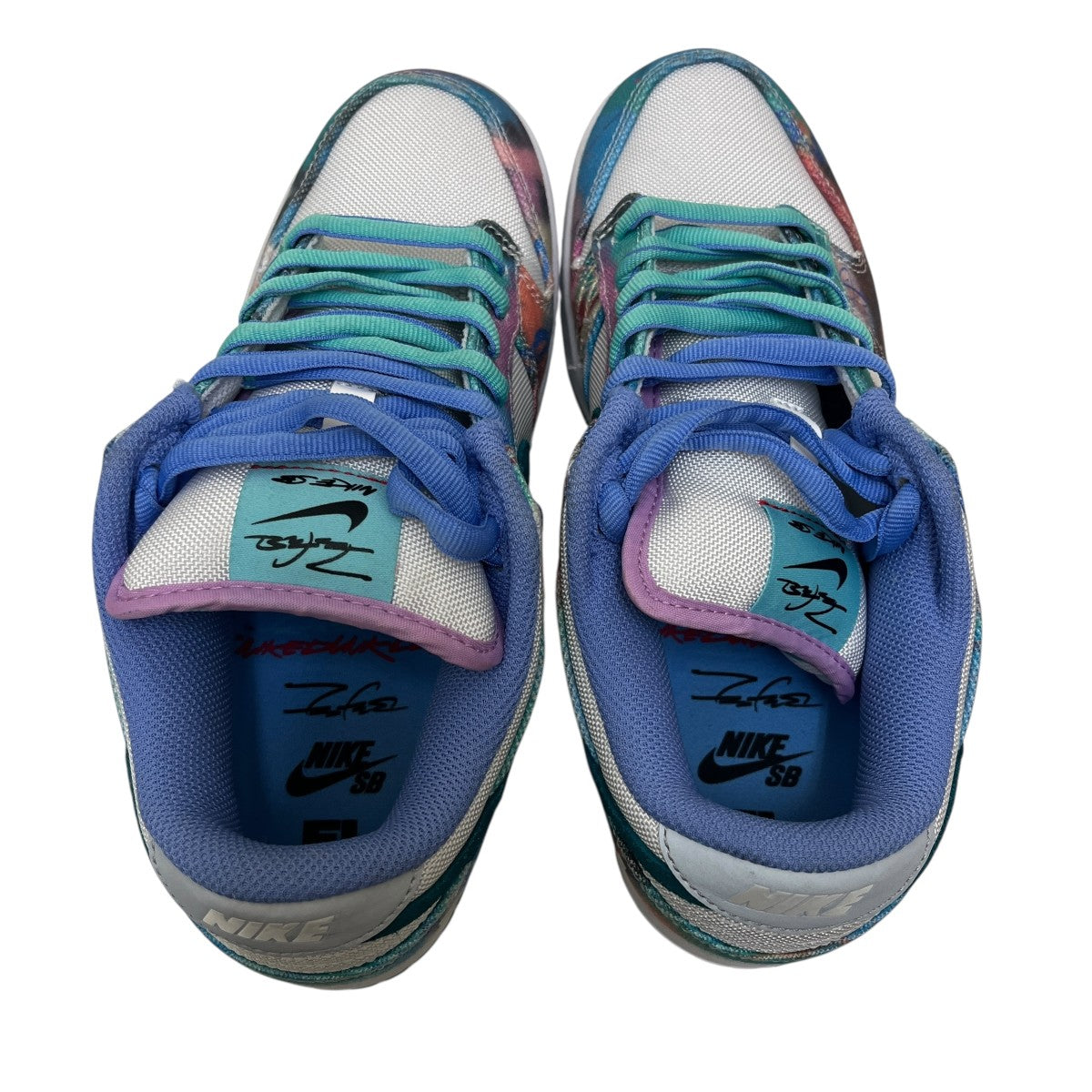 NIKE SB×Futura Dunk Low White and Geode Tealローカットスニーカー 