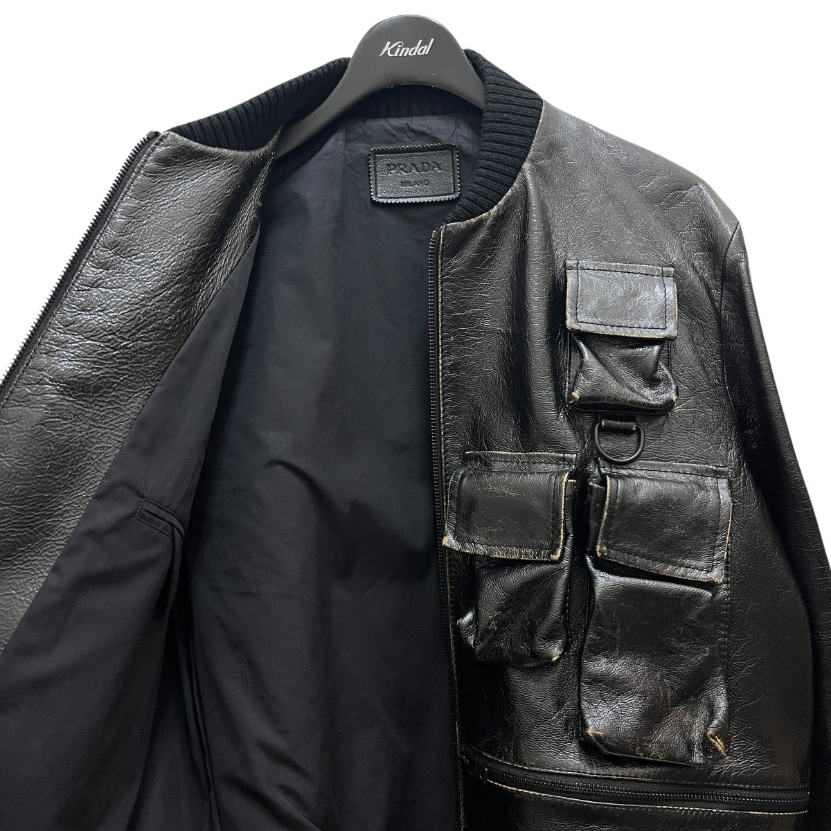 PRADA(プラダ) レザージャケットUPW493 UPW493 ブラック サイズ 52