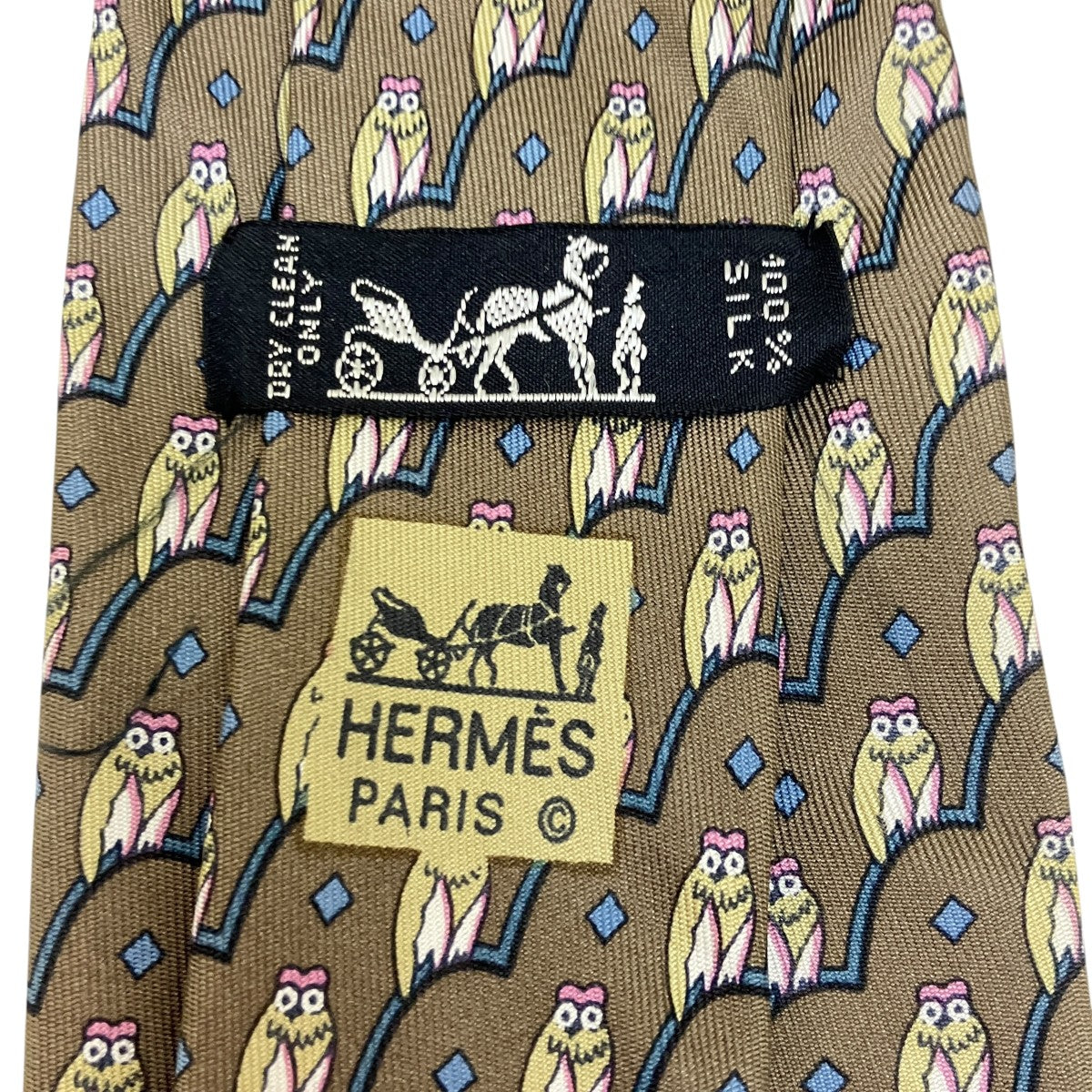 HERMES フクロウ柄ネクタイ 古着・中古-4枚目のアイテム画像