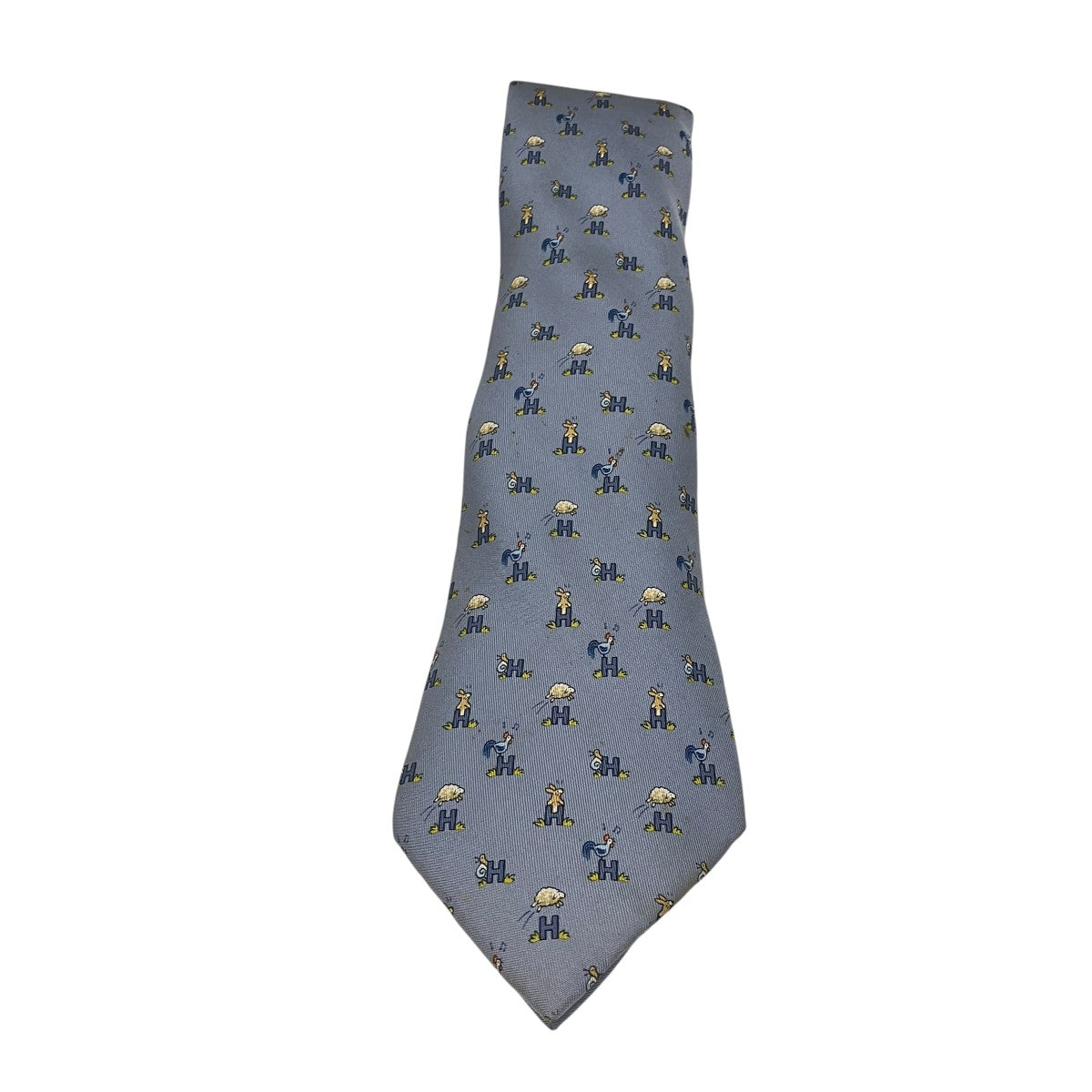 HERMES ウサギ柄シルクネクタイ 古着・中古-1枚目のアイテム画像