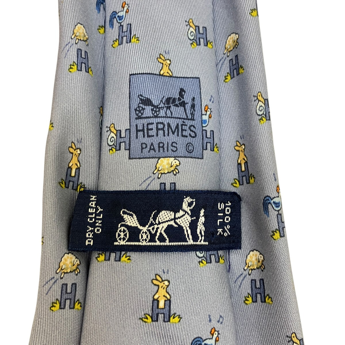 HERMES ウサギ柄シルクネクタイ 古着・中古-4枚目のアイテム画像