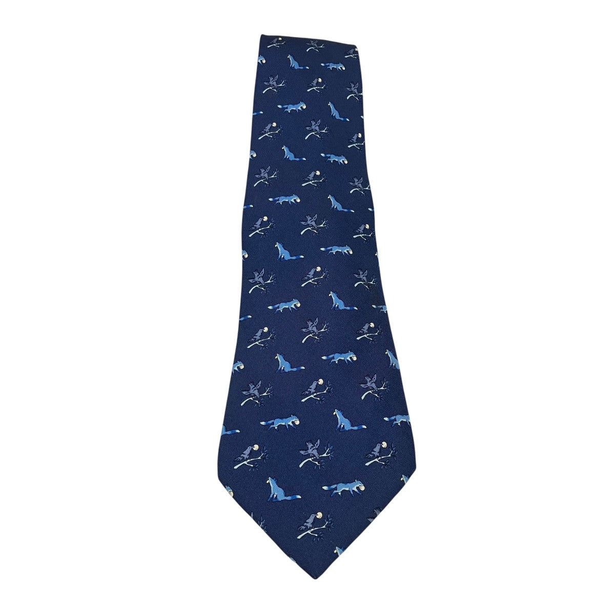 HERMES キツネ柄シルクネクタイ 古着・中古-1枚目のアイテム画像