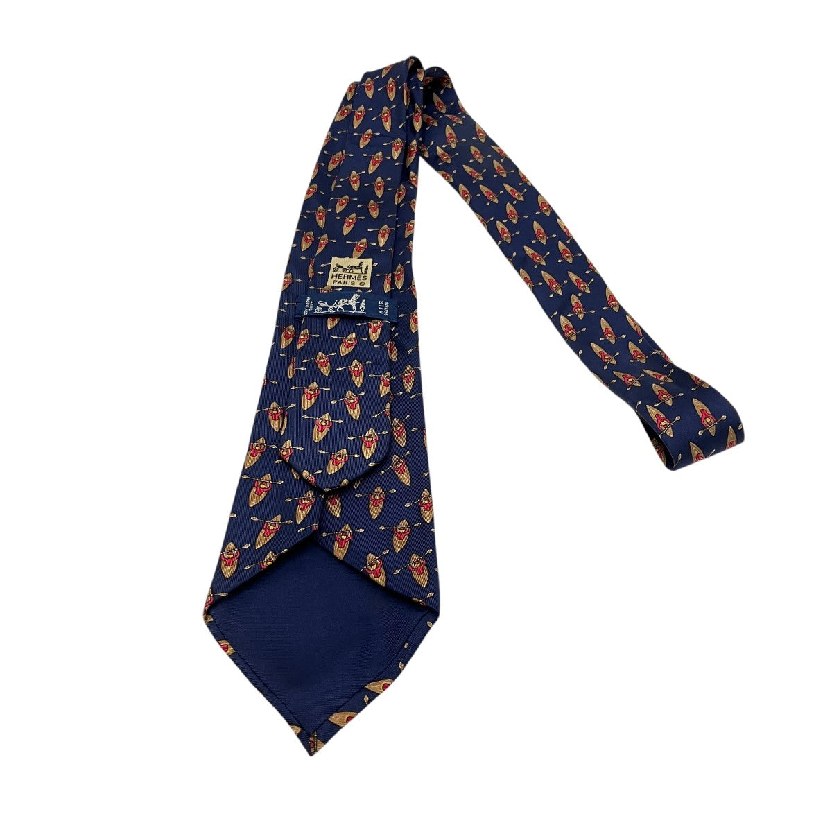 HERMES カヌー柄シルクネクタイ 古着・中古-3枚目のアイテム画像
