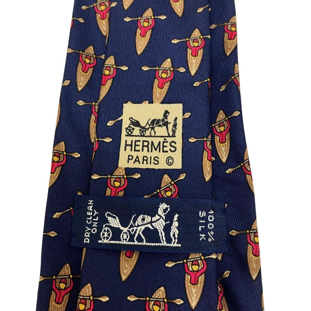HERMES カヌー柄シルクネクタイ 古着・中古-4枚目のアイテム画像