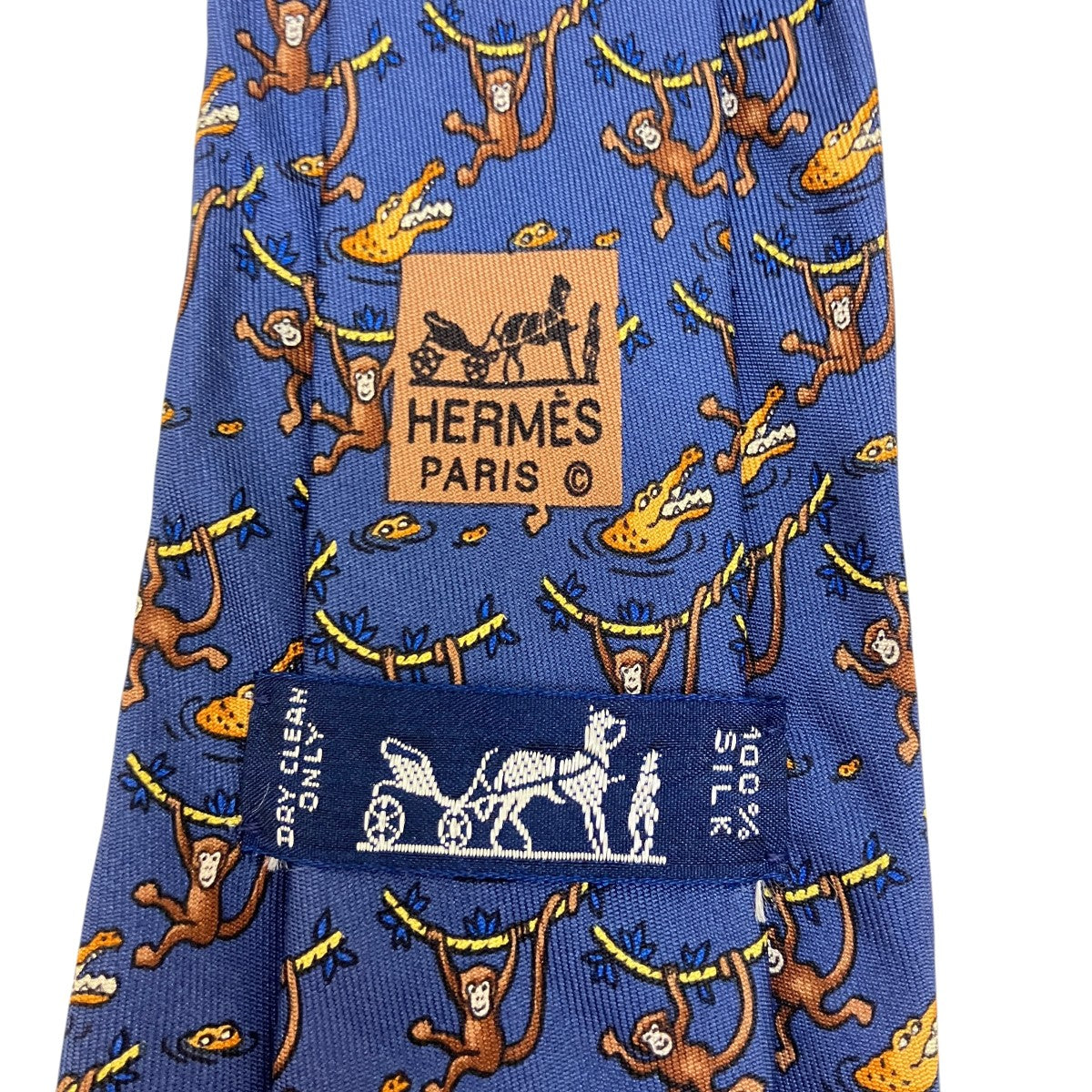 HERMES サル柄シルクネクタイ 古着・中古-4枚目のアイテム画像