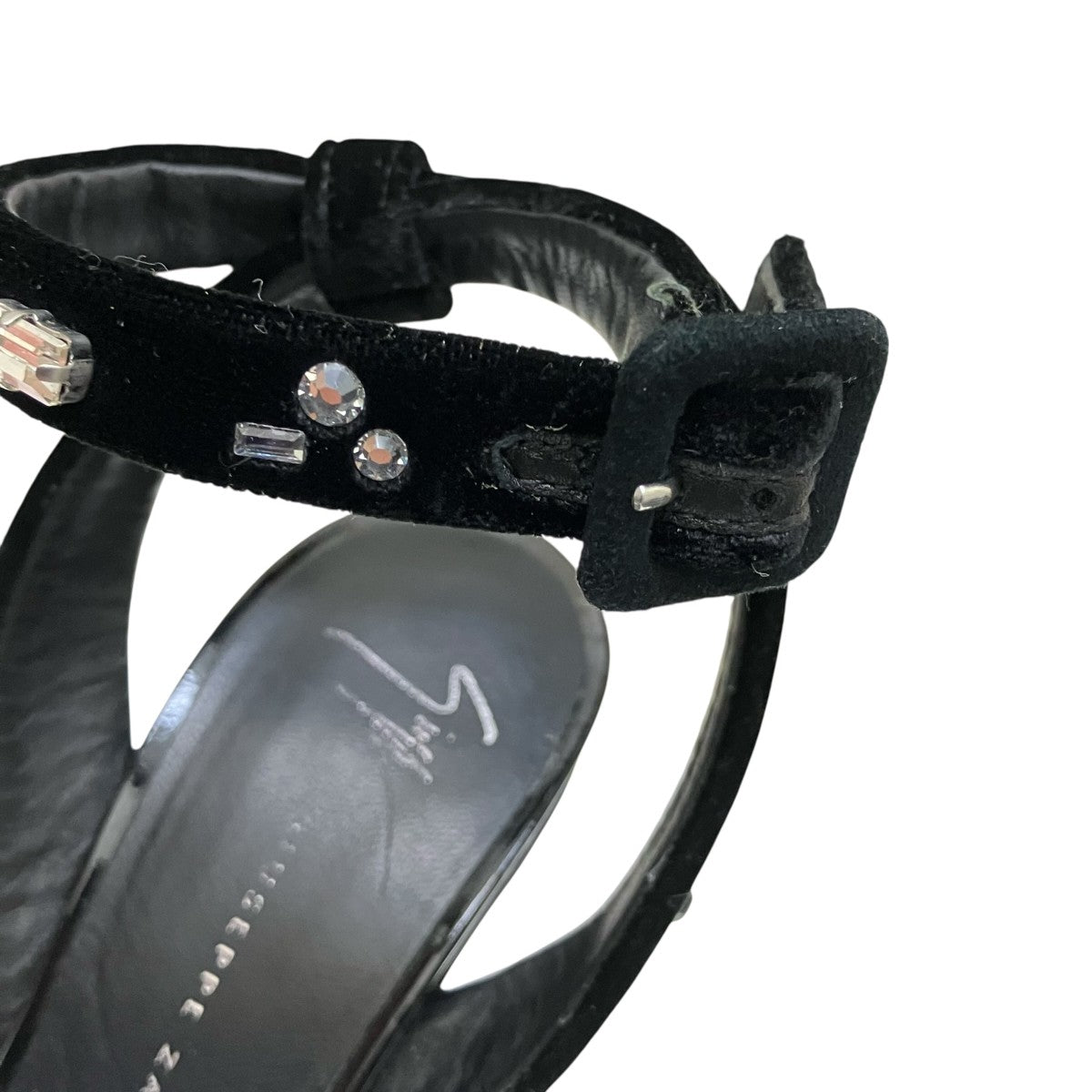 GIUSEPPE ZANOTTI ラインストーンベロアサンダル 古着・中古-4枚目のアイテム画像
