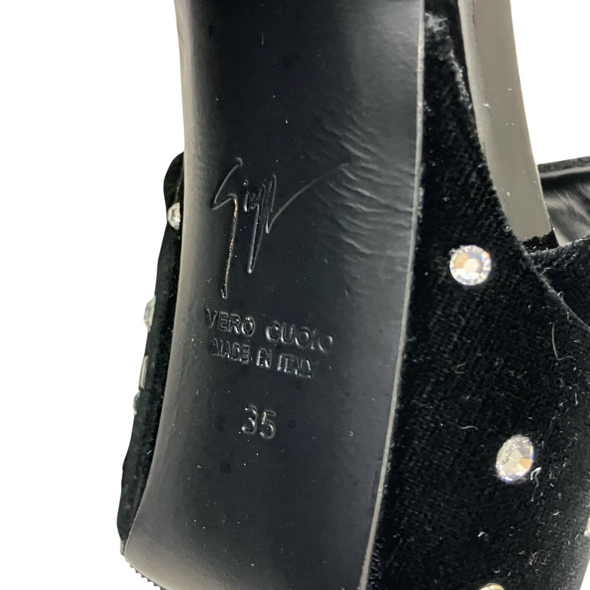 GIUSEPPE ZANOTTI ラインストーンベロアサンダル 古着・中古-5枚目のアイテム画像