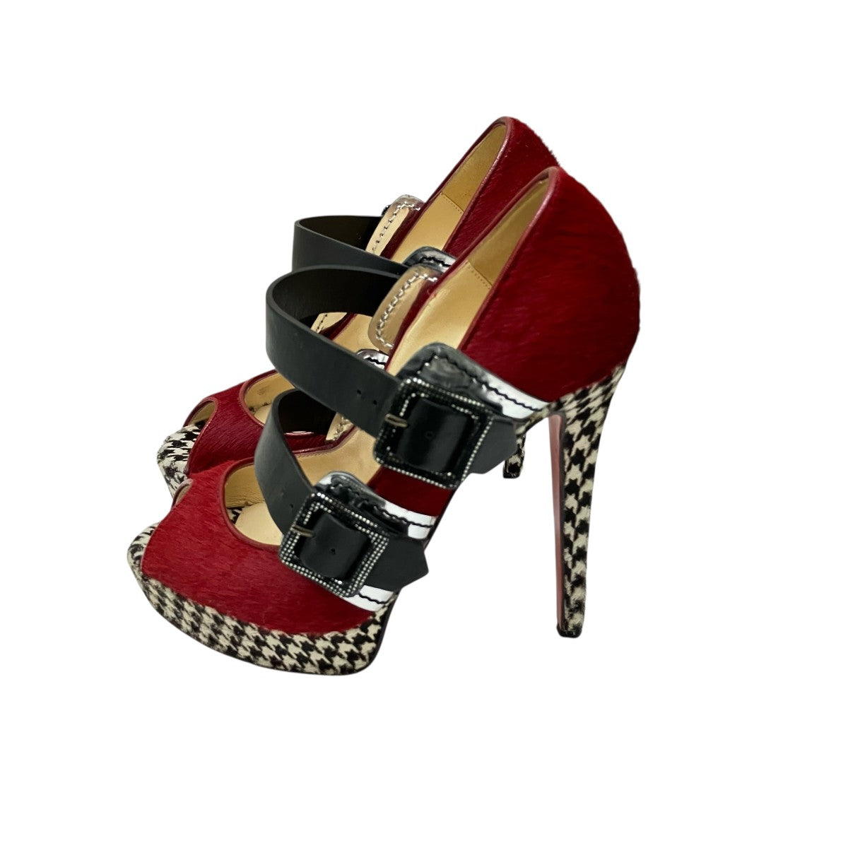 Christian Louboutin ハラコオープントゥーパンプス 古着・中古-3枚目のアイテム画像