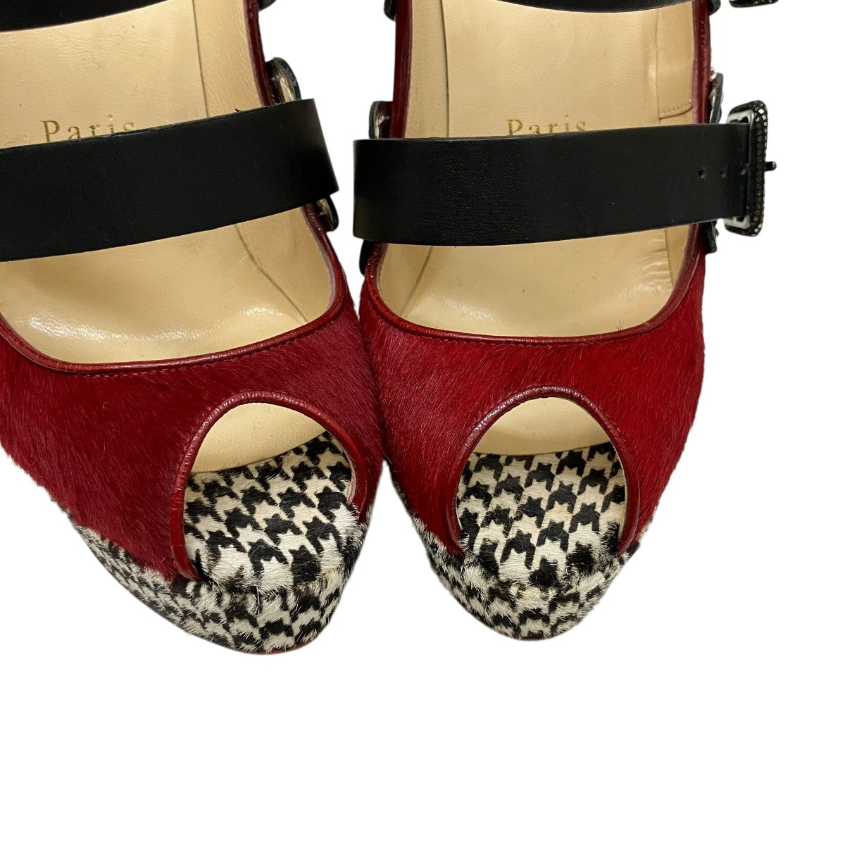 Christian Louboutin ハラコオープントゥーパンプス 古着・中古-4枚目のアイテム画像