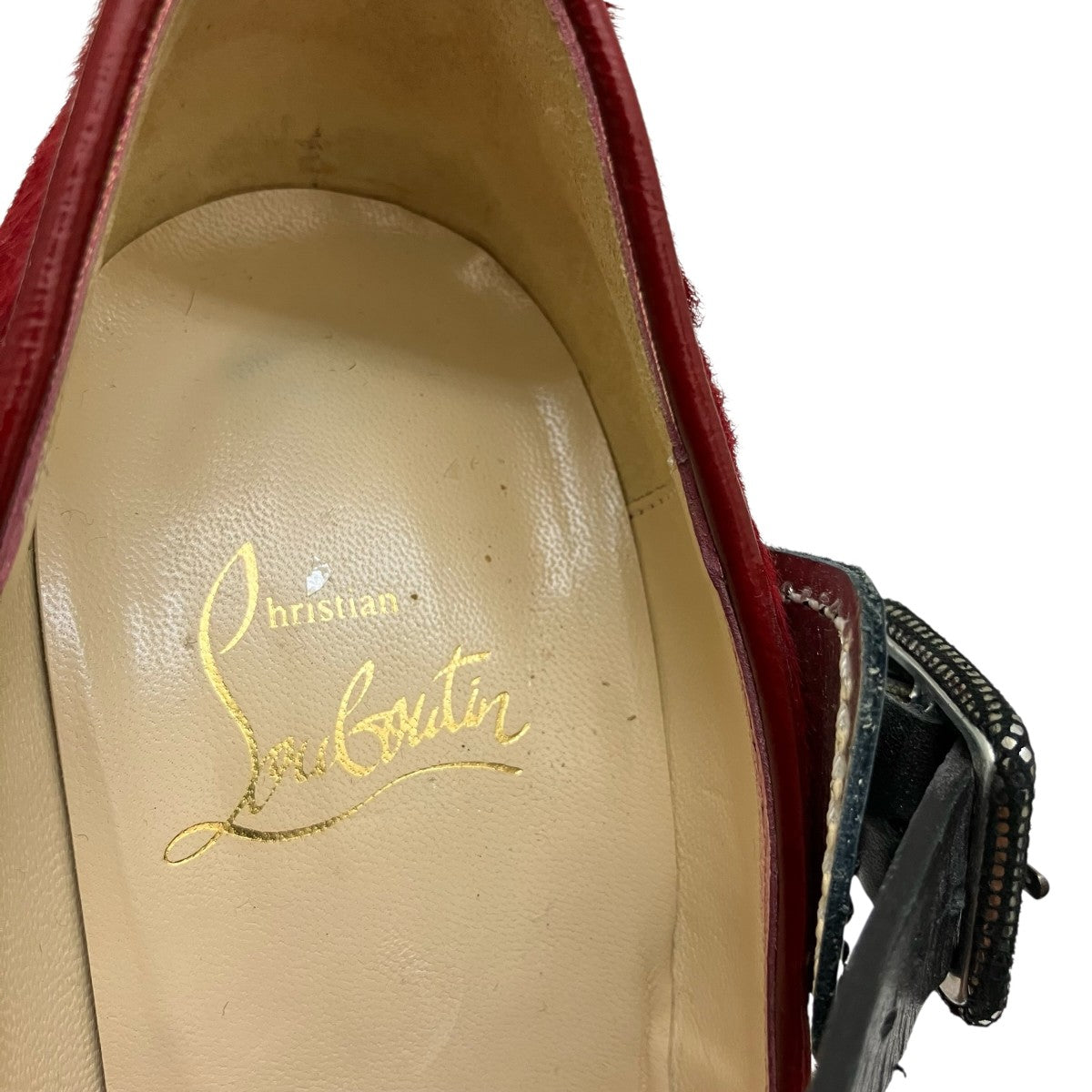 Christian Louboutin ハラコオープントゥーパンプス 古着・中古-7枚目のアイテム画像