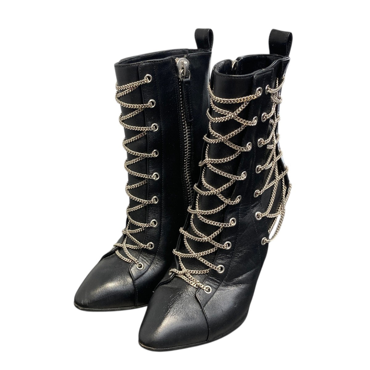 GIUSEPPE ZANOTTI チェーンヒールブーツ 古着・中古-1枚目のアイテム画像