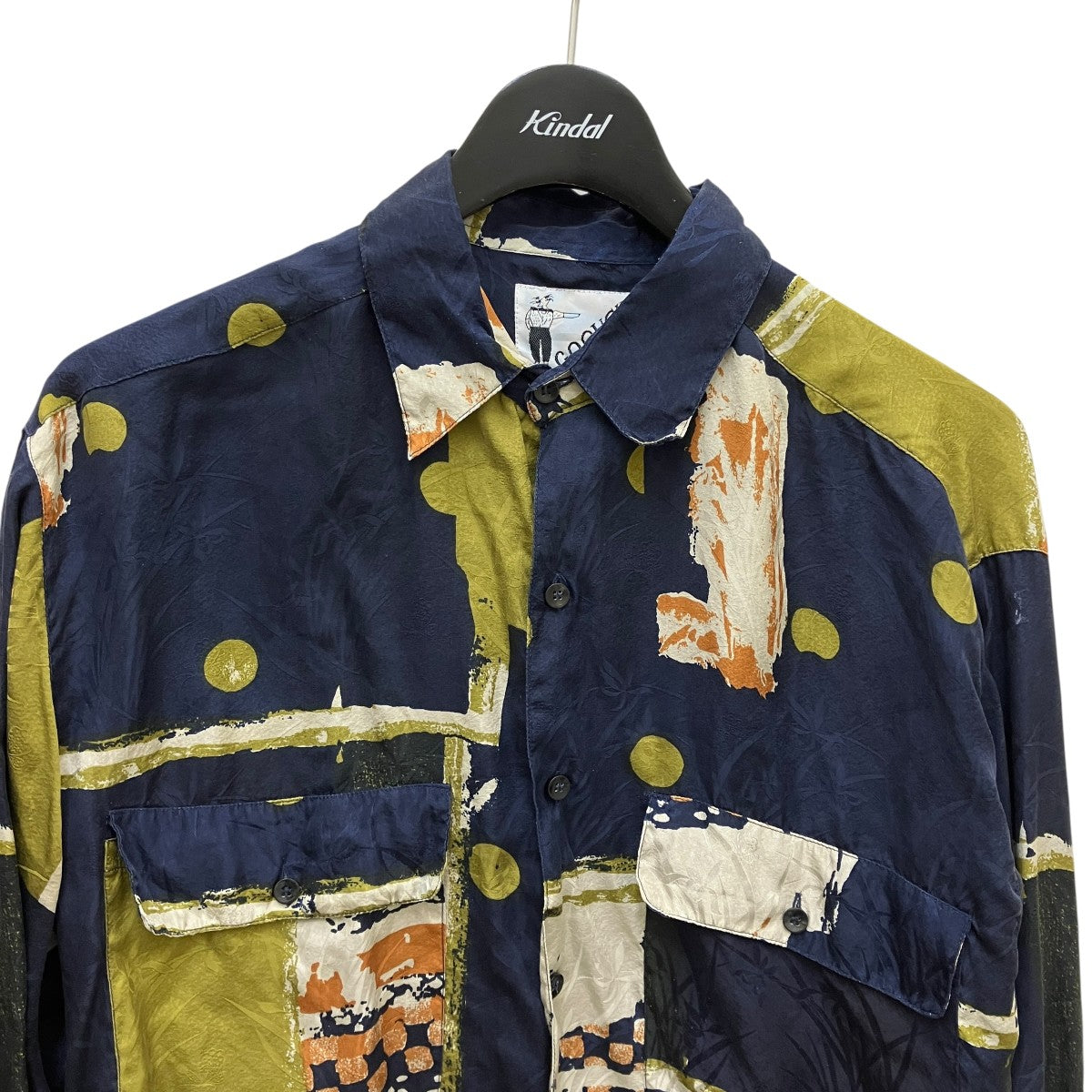 goouch(グーチ) 80-90S Vintageシルク総柄シャツ ネイビー サイズ S