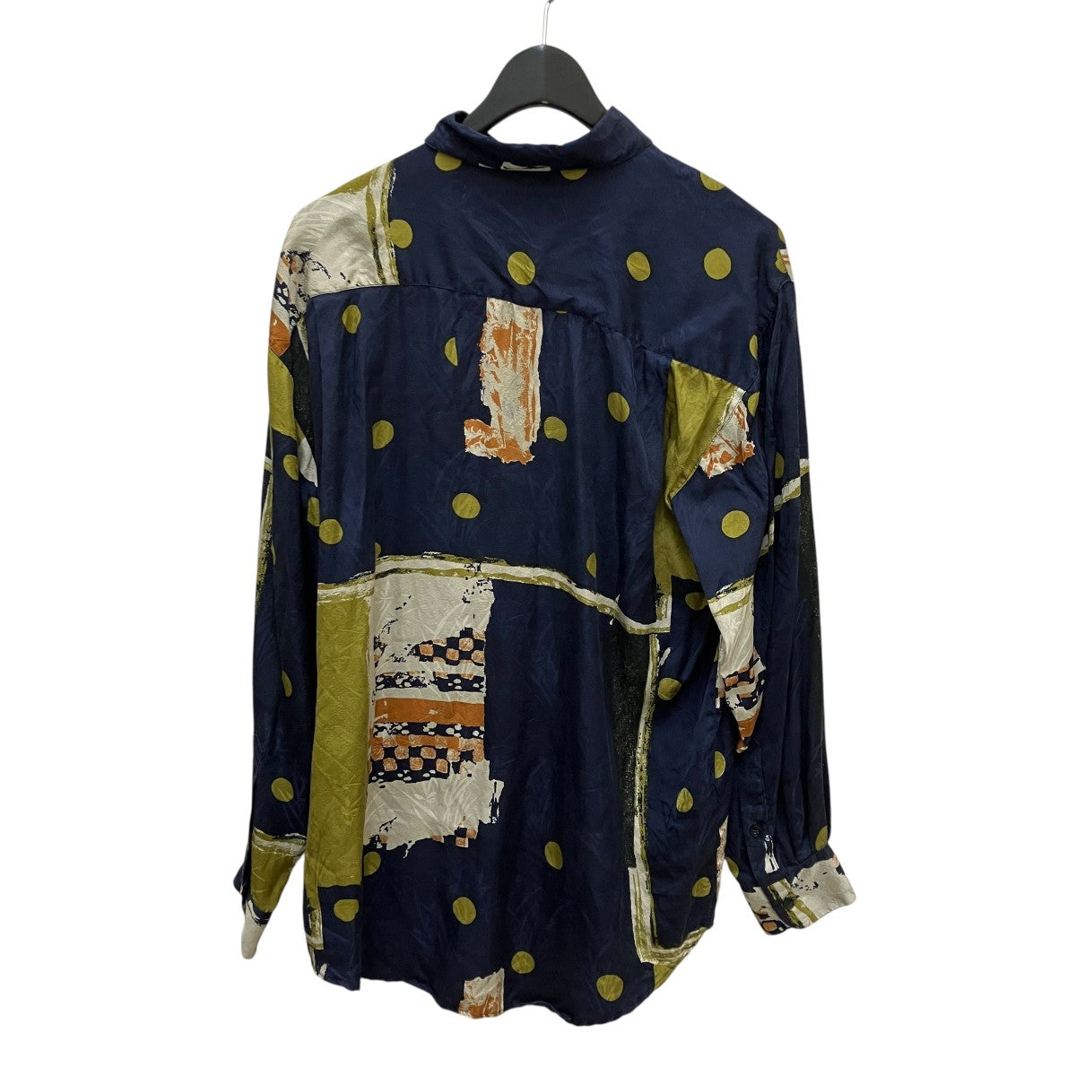 90s GOOUCH シルク100% アート 宇宙 サイケ 総柄シャツ 美品 goouch(グーチ) 80-90S Vintageシルク総柄シャツ ネイビー サイズ S