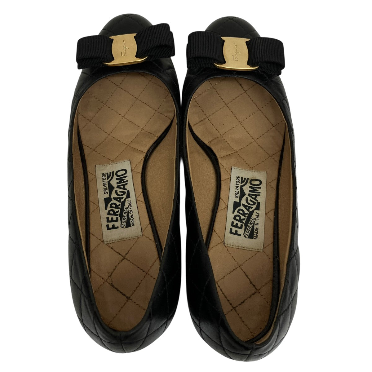 Salvatore Ferragamo キルティングラウンドトゥパンプス 古着・中古-4枚目のアイテム画像