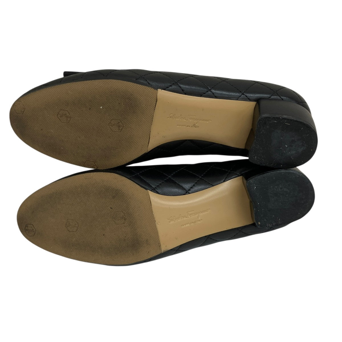 Salvatore Ferragamo キルティングラウンドトゥパンプス 古着・中古-5枚目のアイテム画像
