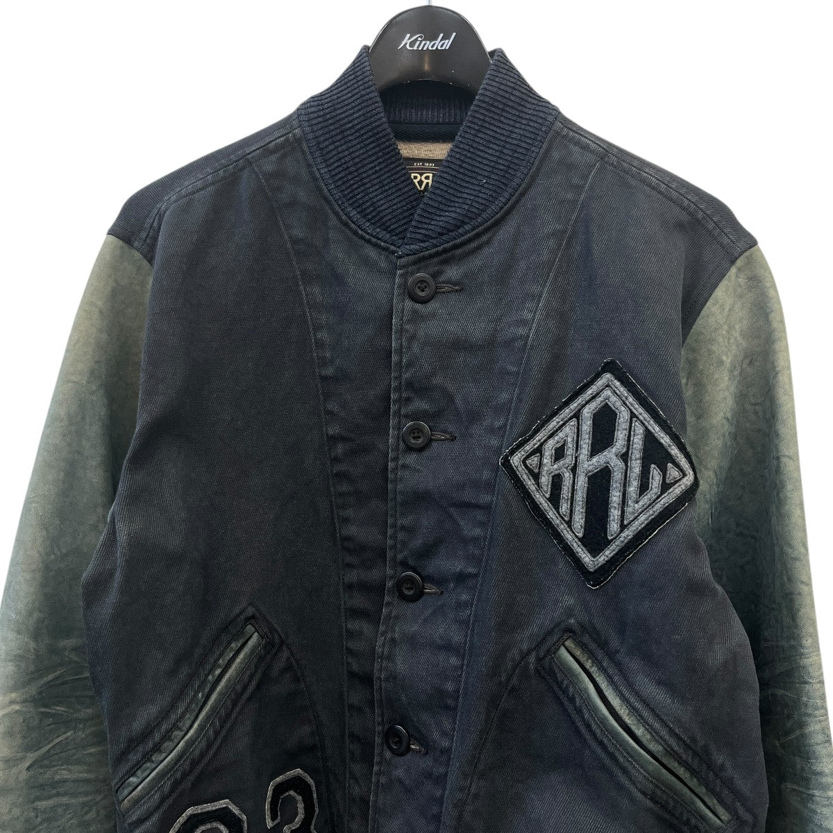 RRL Vintage加工レザー切替デニムジャケット 古着・中古-3枚目のアイテム画像