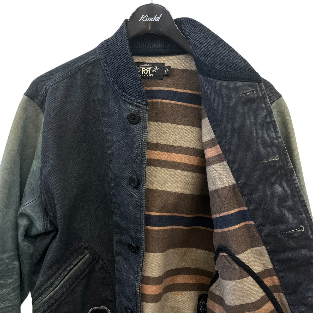 RRL Vintage加工レザー切替デニムジャケット 古着・中古-4枚目のアイテム画像