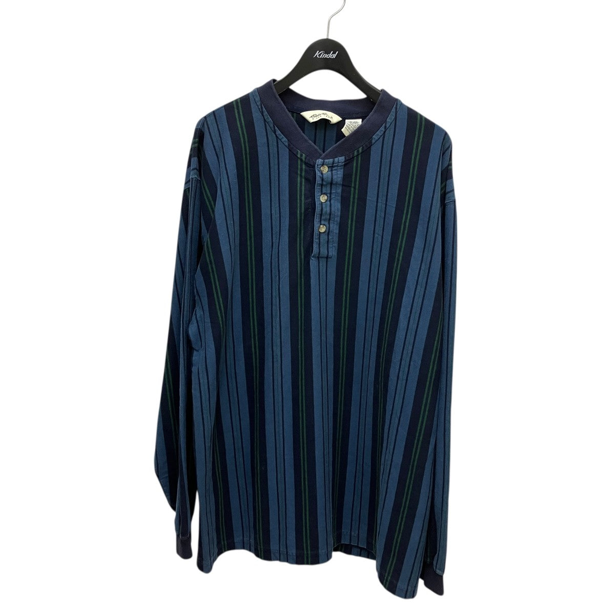 Eddie Bauer ストライプヘンリーネックカットソー 古着・中古-1枚目のアイテム画像
