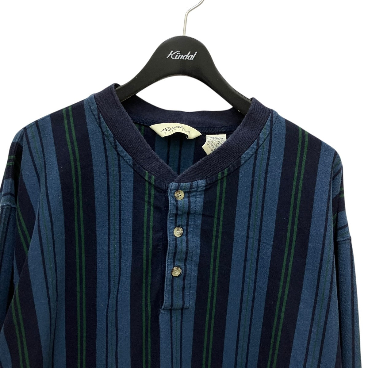 Eddie Bauer ストライプヘンリーネックカットソー 古着・中古-2枚目のアイテム画像