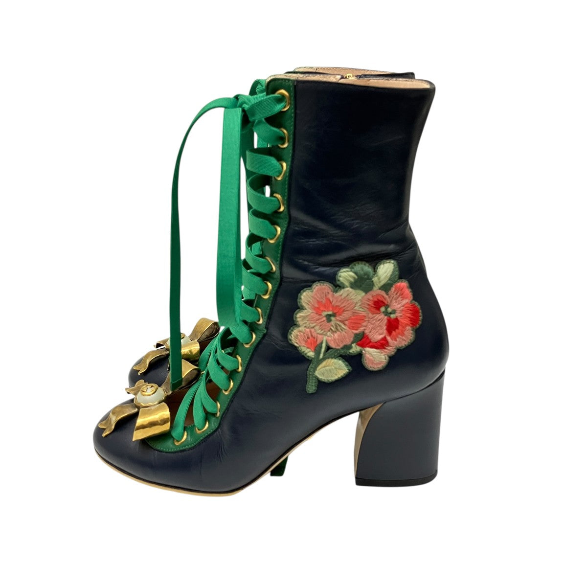 GUCCI 花柄刺繍レースアップブーツ426714 古着・中古-3枚目のアイテム画像