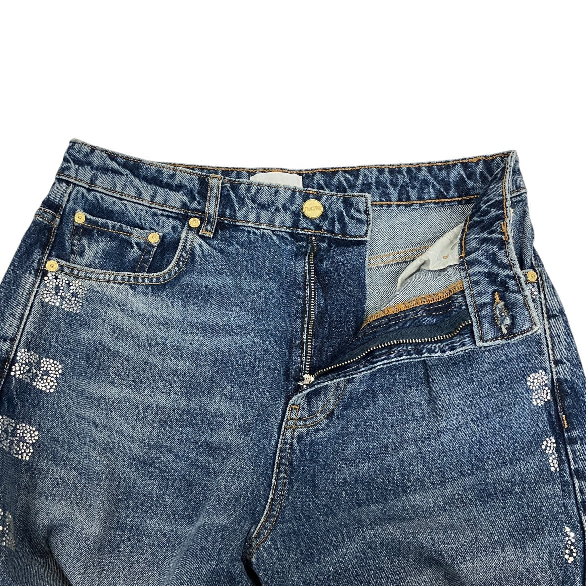 Ganni ラインストーンデニムパンツ 古着・中古-3枚目のアイテム画像