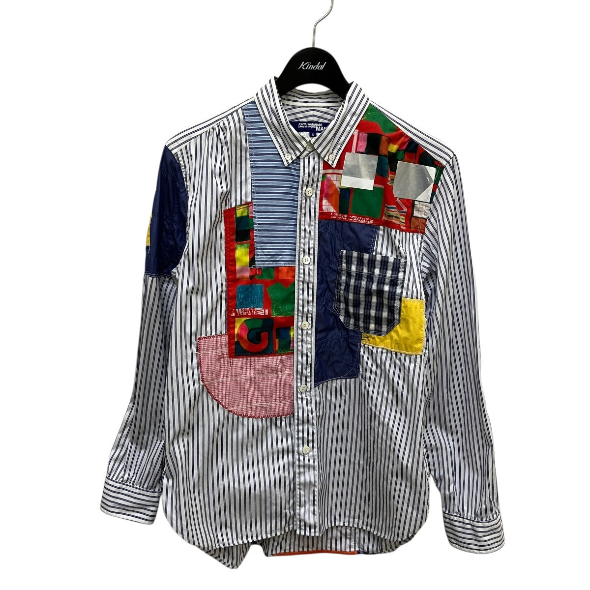 JUNYA WATANABE MAN ストライプパッチワーク長袖シャツWG-B020 古着・中古-1枚目のアイテム画像