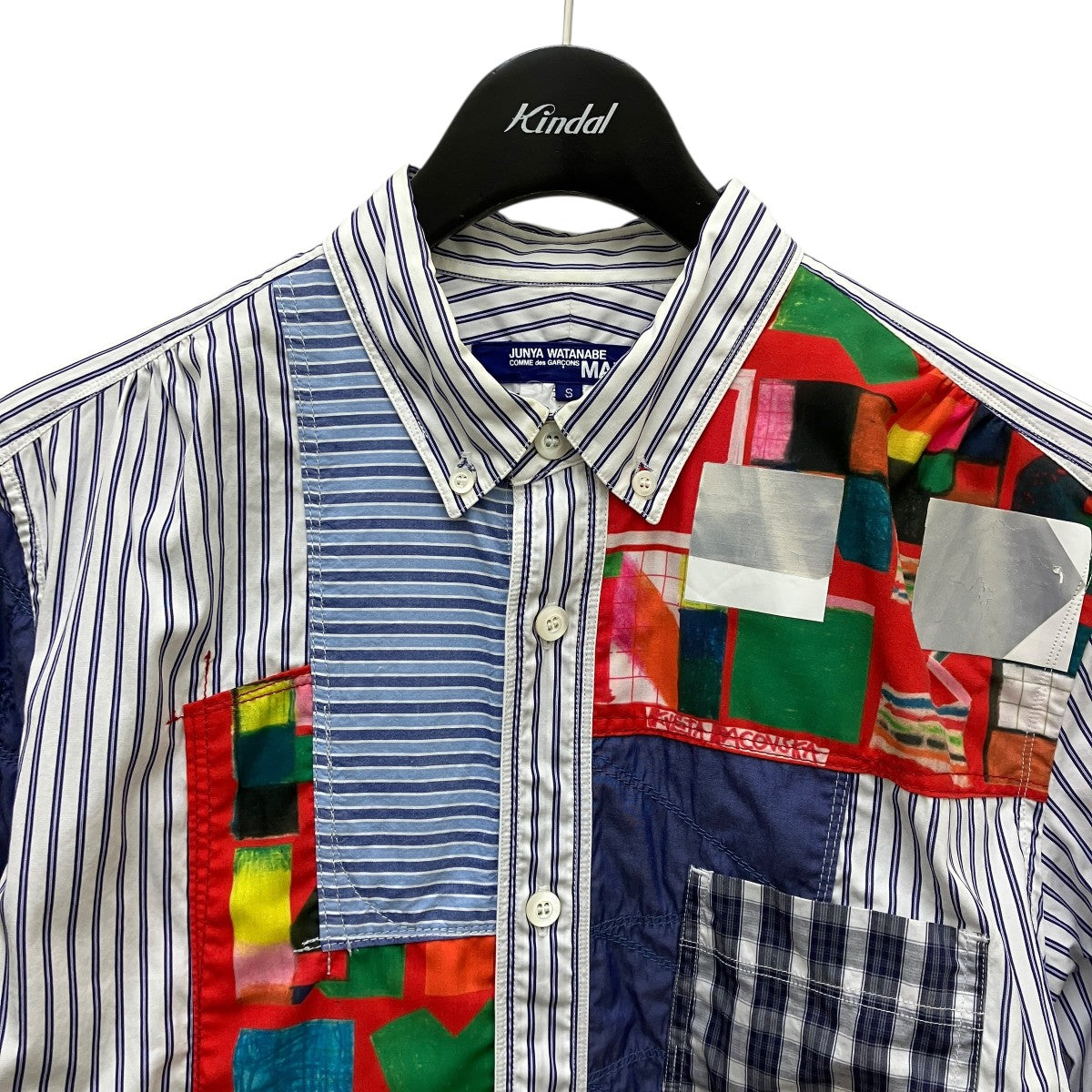 JUNYA WATANABE MAN ストライプパッチワーク長袖シャツWG-B020 古着・中古-2枚目のアイテム画像
