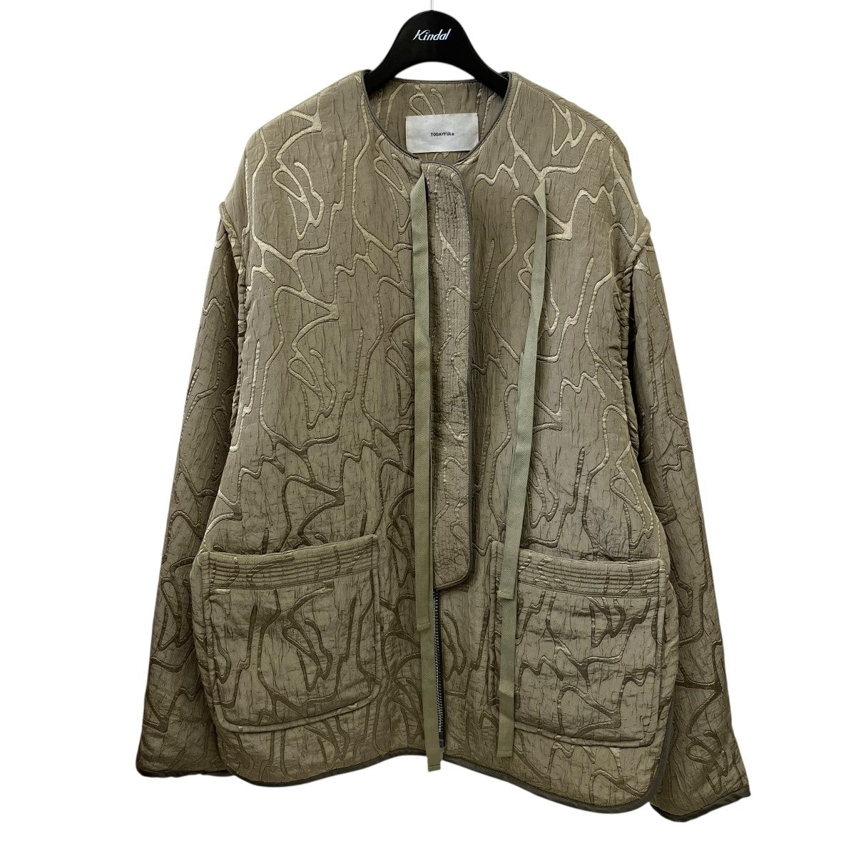 23AWJacquard Piping Blousonノーカラー中綿ジャケット12310104