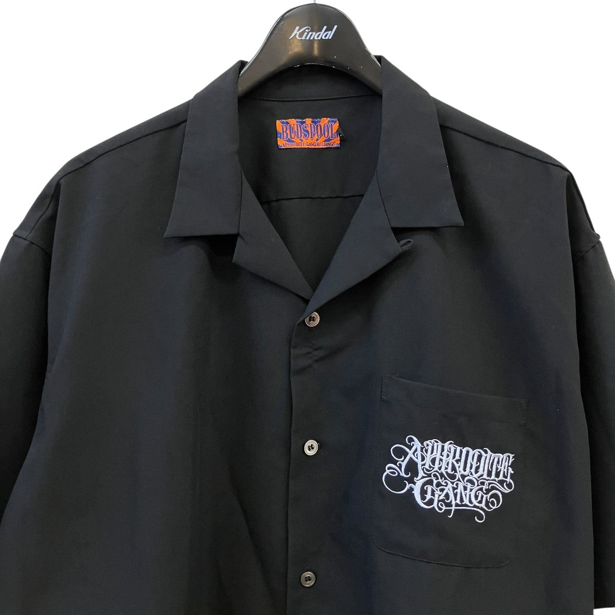 【超希少2XL】バッズプール★豪華 刺繍ロゴ オープンカラー シャツ ブラック BUDSPOOL(バッズプール) オープンカラーシャツ ブラック サイズ XL