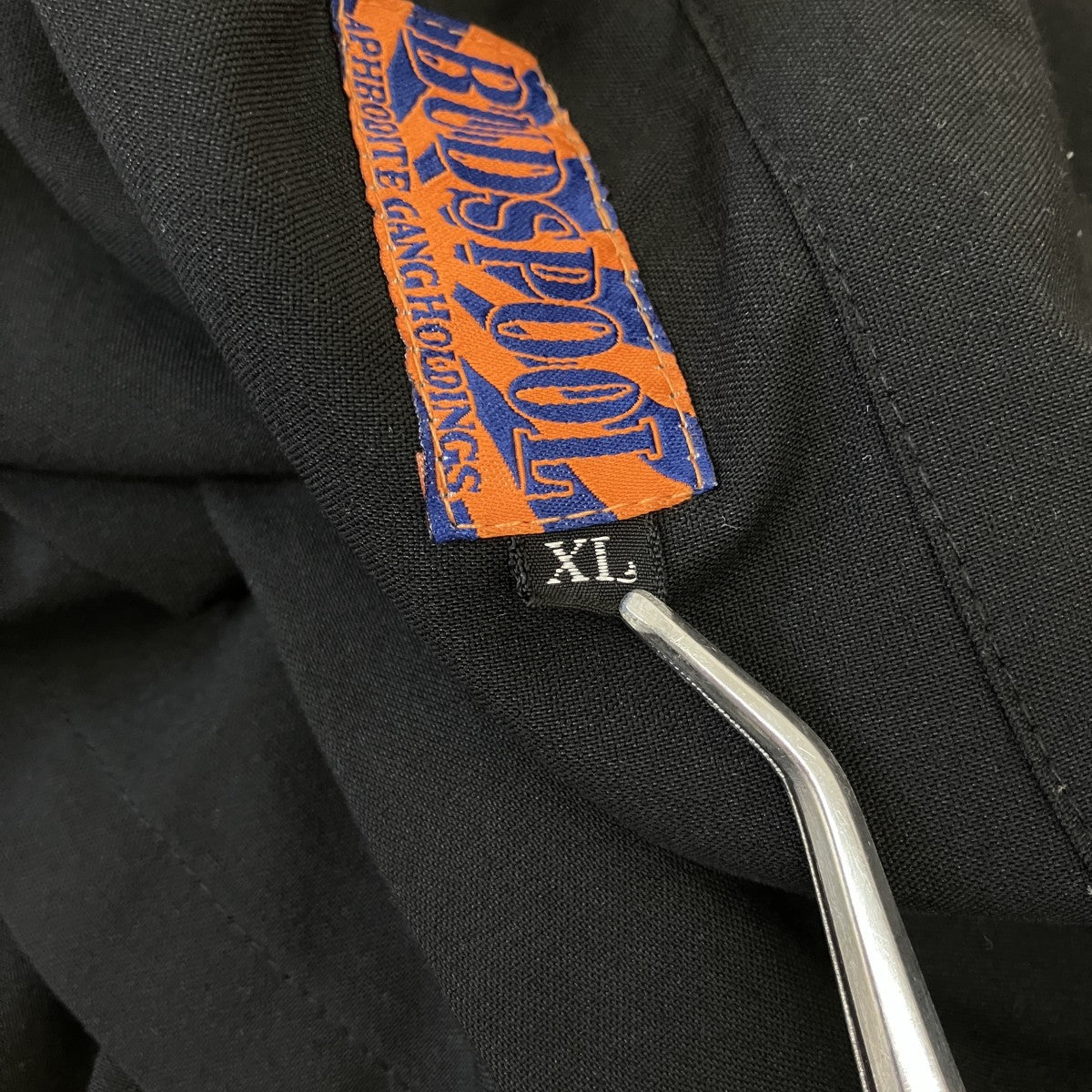 【超希少2XL】バッズプール★豪華 刺繍ロゴ オープンカラー シャツ ブラック BUDSPOOL(バッズプール) オープンカラーシャツ ブラック サイズ XL