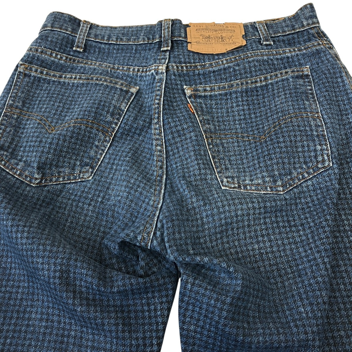 LEVI’S 40550 80’ｓvintage オレンジタブハウンドトゥースデニムパンツ 古着・中古-4枚目のアイテム画像