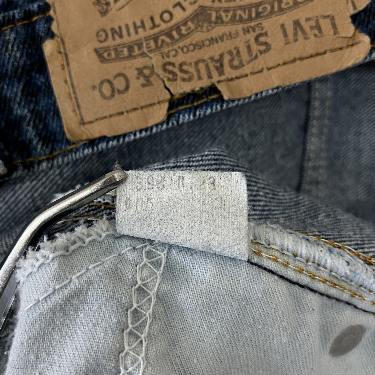LEVI’S 40550 80’ｓvintage オレンジタブハウンドトゥースデニムパンツ 古着・中古-6枚目のアイテム画像