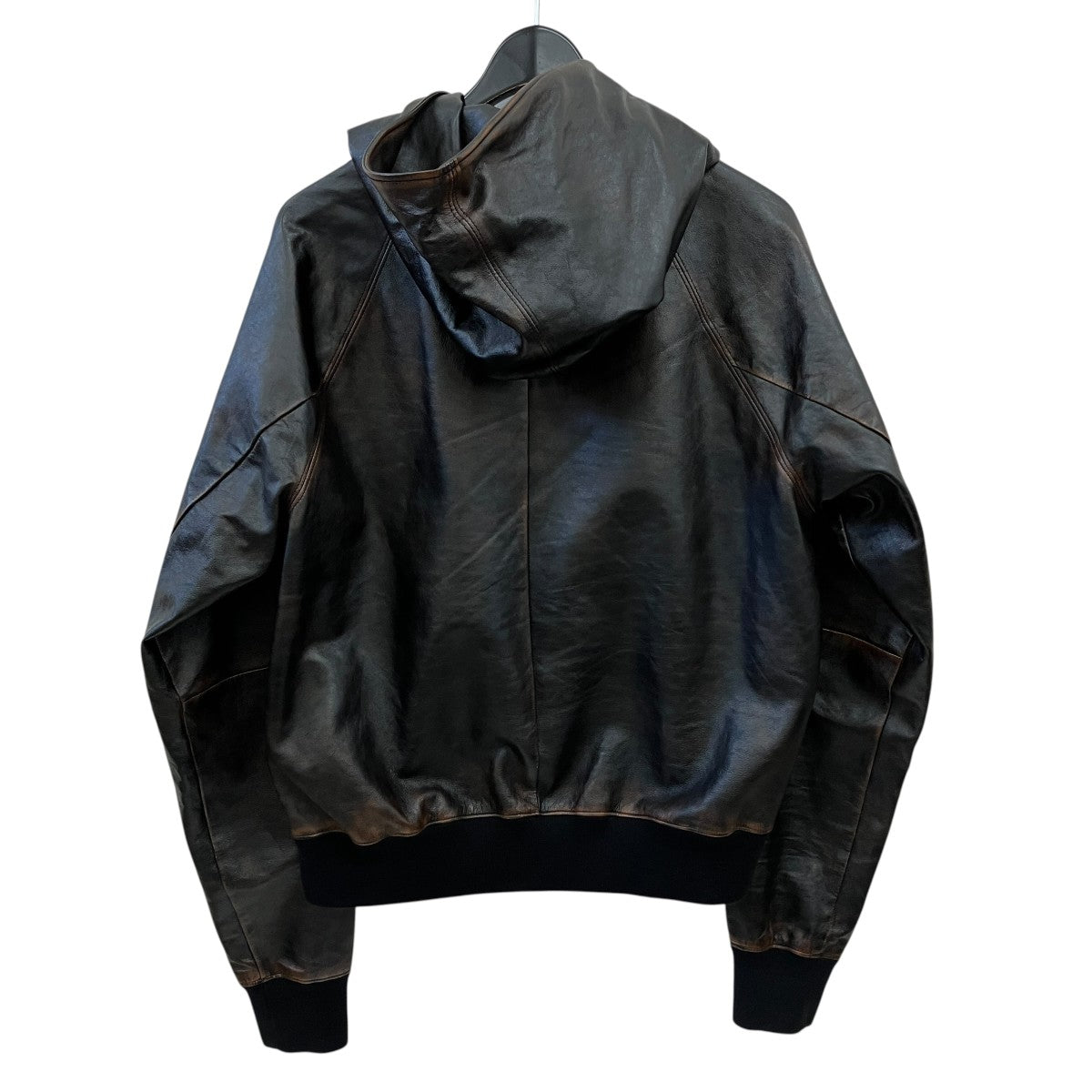 PRADA ナッパレザー フーディーレザープルオーバーパーカーUPW549 S000 古着・中古-2枚目のアイテム画像