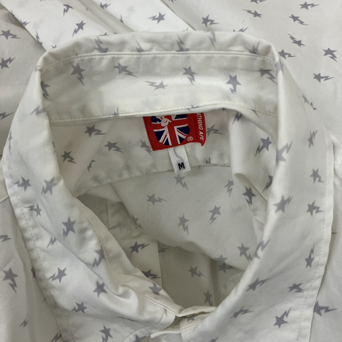 A BATHING APE(アベイシングエイプ) 星柄長袖シャツ ホワイト サイズ M