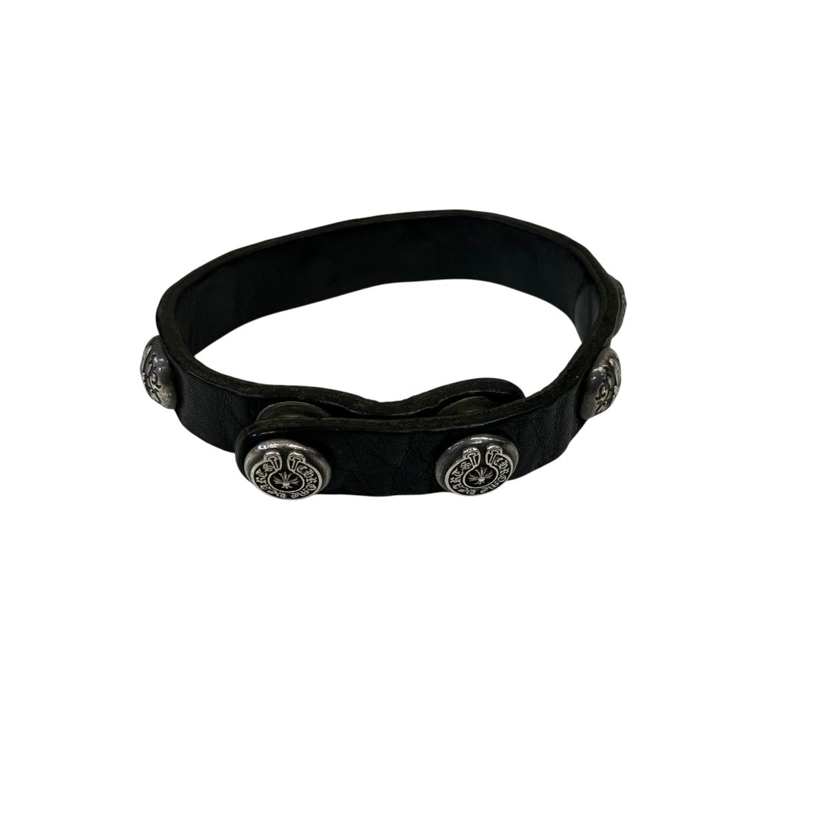 CHROME HEARTS 2BTN 2SNP DGGRレザーブレスレット 古着・中古-1枚目のアイテム画像