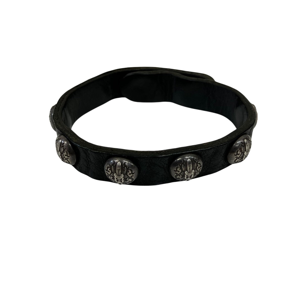 CHROME HEARTS 2BTN 2SNP DGGRレザーブレスレット 古着・中古-3枚目のアイテム画像
