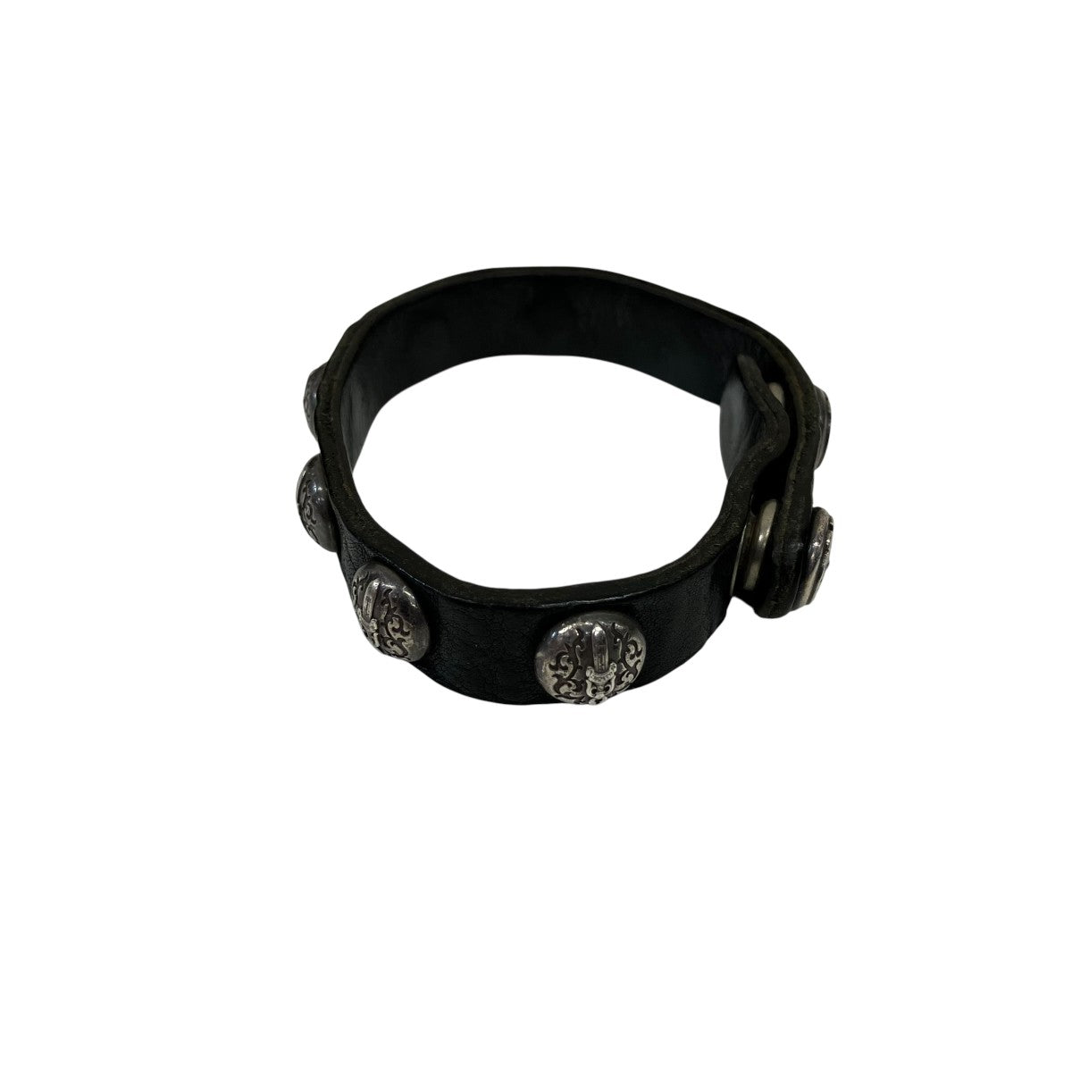 CHROME HEARTS 2BTN 2SNP DGGRレザーブレスレット 古着・中古-4枚目のアイテム画像