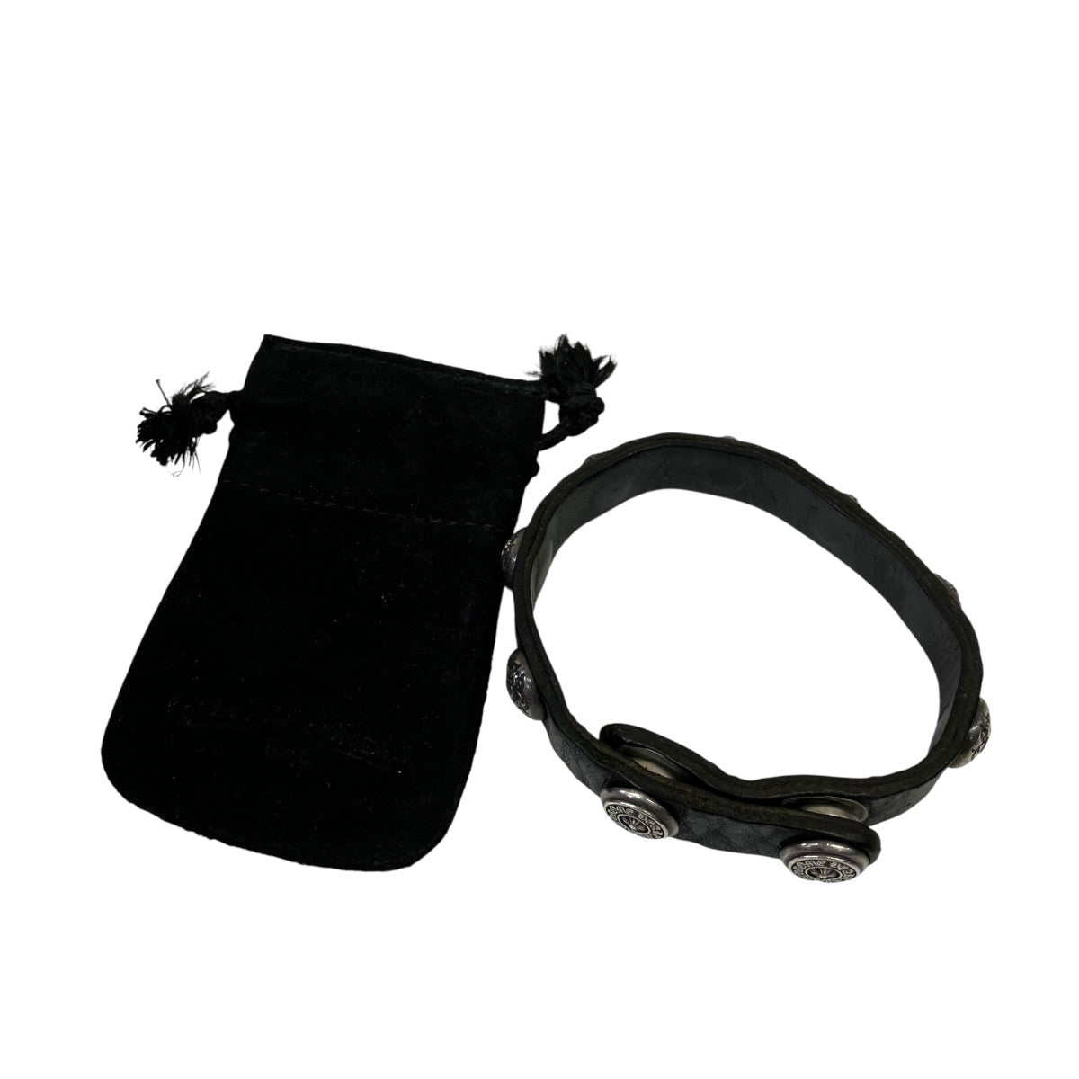 CHROME HEARTS 2BTN 2SNP DGGRレザーブレスレット 古着・中古-6枚目のアイテム画像