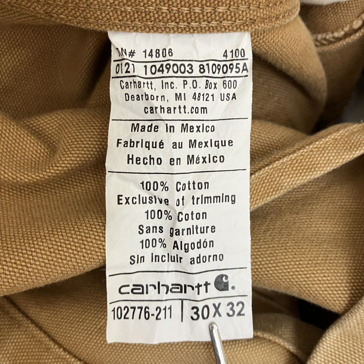 CarHartt ダックオーバーオール 古着・中古-8枚目のアイテム画像