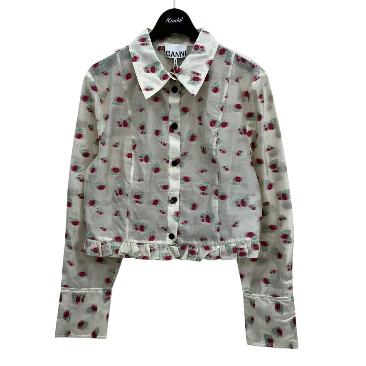 Ganni Organza Jacquard shirtsジャガードシャツF8884 古着・中古-1枚目のアイテム画像