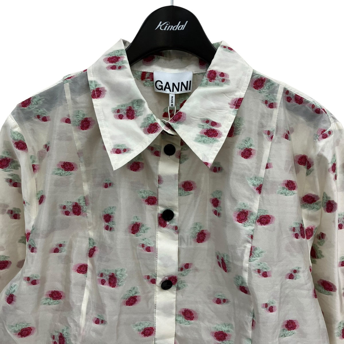 Ganni Organza Jacquard shirtsジャガードシャツF8884 古着・中古-3枚目のアイテム画像