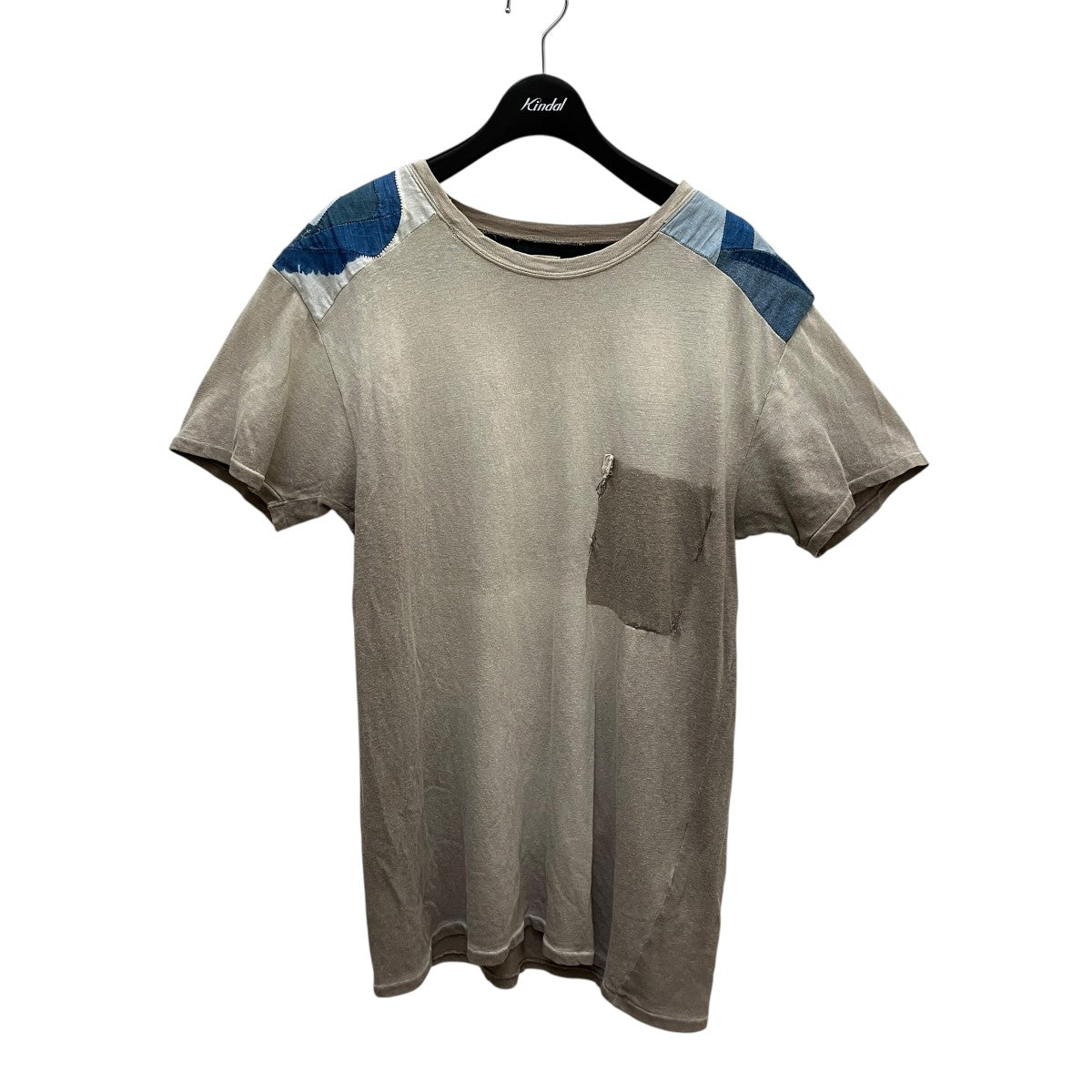 キャピタル パッチワークシャツ　変形 KAPITAL(キャピタル) パッチワーク半袖Tシャツ ベージュ×ブルー サイズ