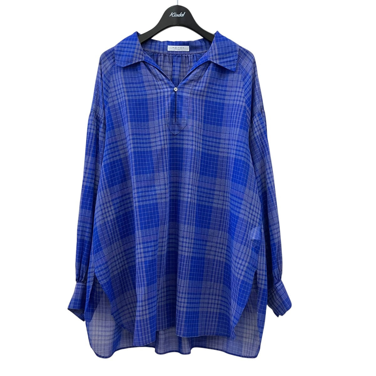 MACPHEE 24SSチェックコットンオーガンジー チュニックブラウス12-01-42-01405 古着・中古-1枚目のアイテム画像