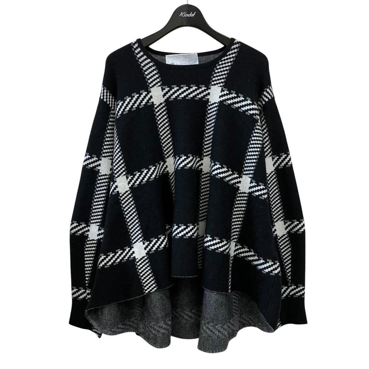 Cashmere Knit Flare Topチェック長袖ニットMY23AW-KR007