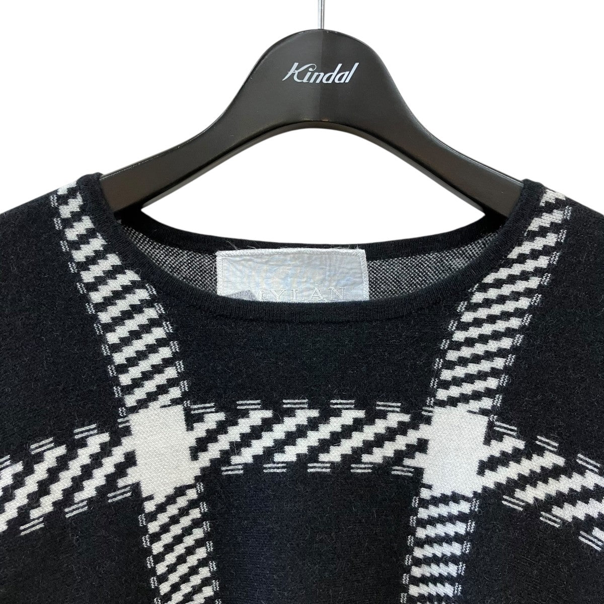 Cashmere Knit Flare Topチェック長袖ニットMY23AW-KR007