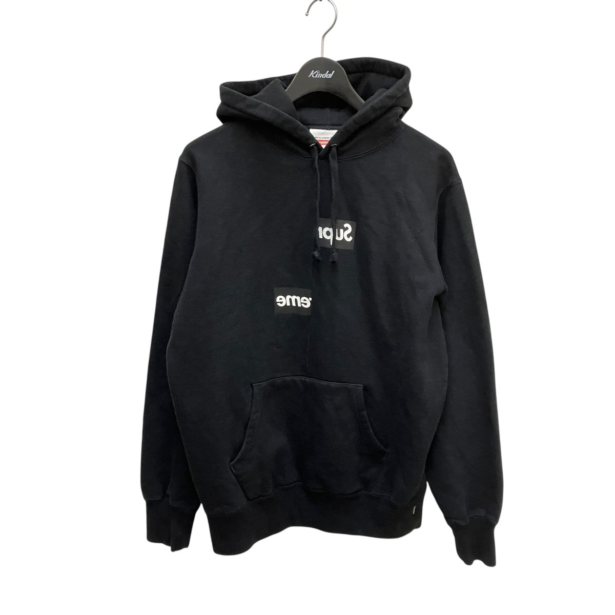 18FW Split Box Logo Hooded Sweatshirt Blackプルオーバーパーカー