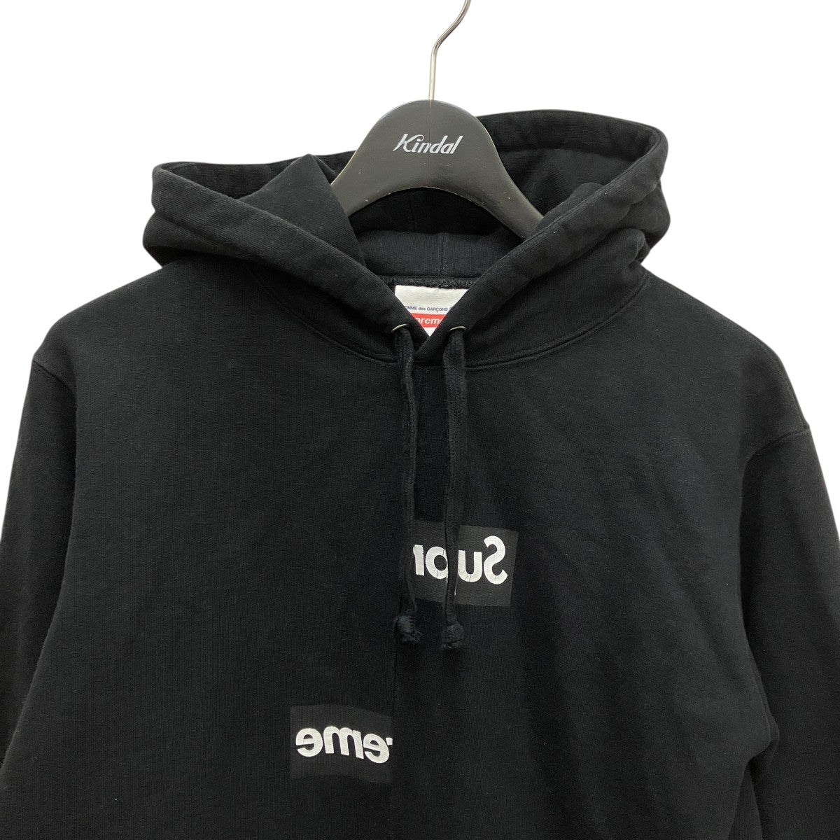 18FW Split Box Logo Hooded Sweatshirt Blackプルオーバーパーカー