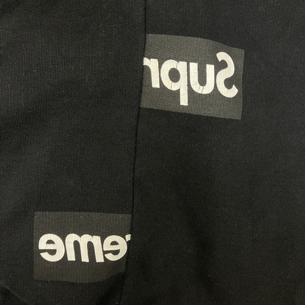18FW Split Box Logo Hooded Sweatshirt Blackプルオーバーパーカー