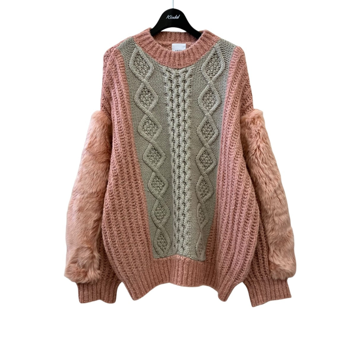 ECO FUR SLEEVE KNITケーブルニット017210400